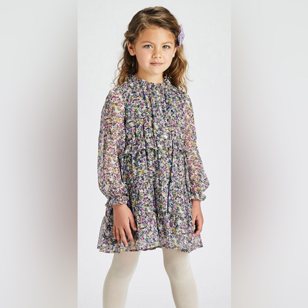 MAYORAL Floral Print Long Sleeve Dress - 2